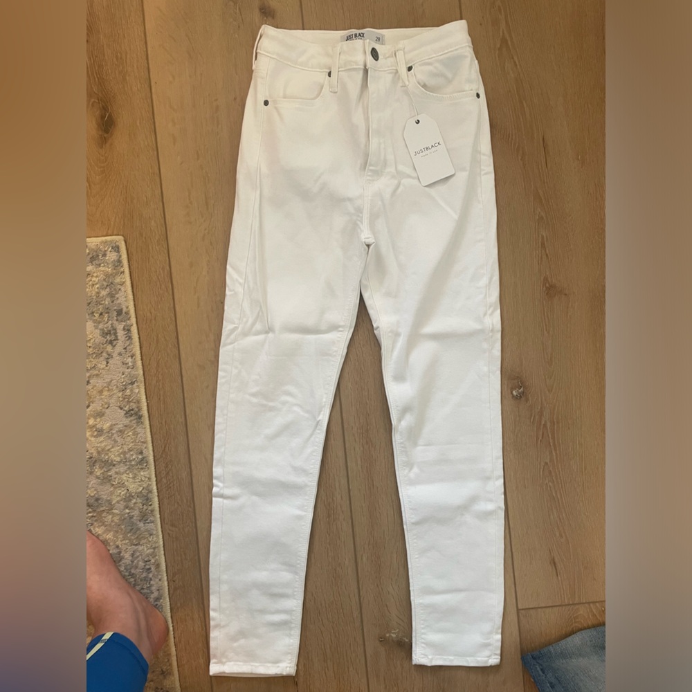 NWT just black white denim 28